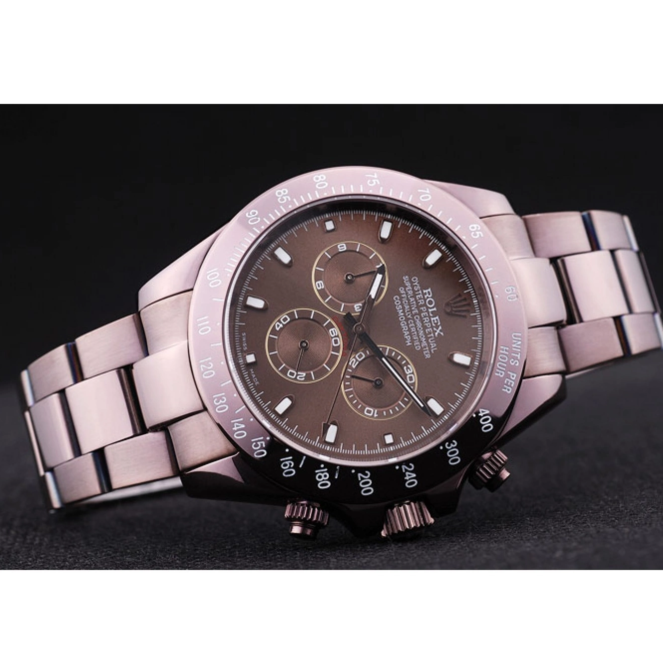 Good copy rolex watches Stainless Bezel Copper Dial Steel Rolex Daytona Brown 7477 0516